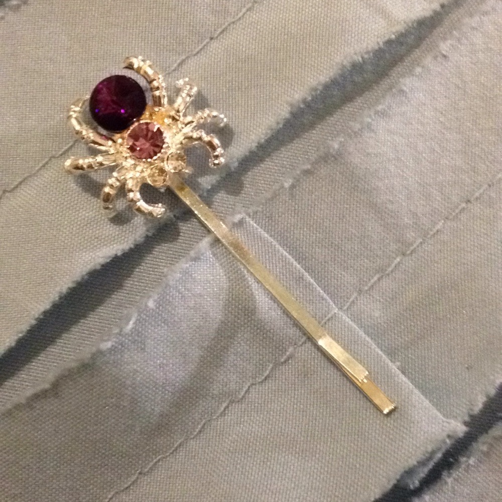 Purple spider hair clip.